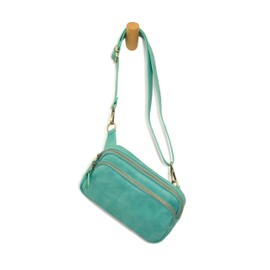 Joy Susan Womens Fashion Purse Kylie Double Zip Sling Belt Bag - Turquoise