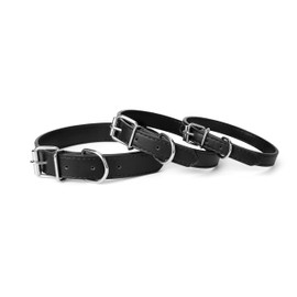 Azinoo Black Leather Dog Collar for Small,Medium, Large Dog, (Medium: Wide :0.75'' for Dog's Neck: 10''~14'', Black)
