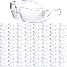 100 Pack Bulk Protective Safety Glasses Clear Lens Splash Proof Eye Protection Goggles Scratch and Impact Resistant Eyewear for Women Men Work Construction Science Lab Shooting
