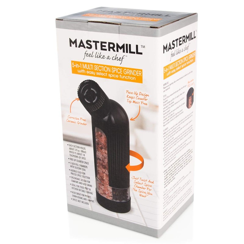 MasterMill 5-in-1 Multi Section Spice Mill, Salt and Pepper Mill