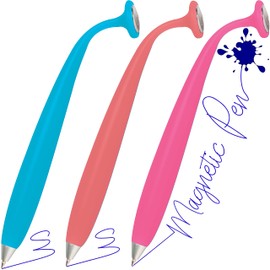 3 Pack Wellspring Wiggle Pen - Magnetic Pens for Fridge and Other Magnetic Surfaces, for Making Quick Notes Or Lists, Use with A Grocery List Magnet Pad for Fridge (Lagoon, Coral, and Pink)