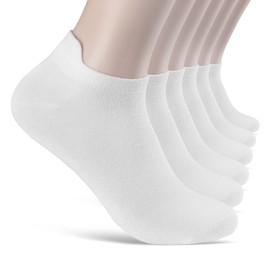 6 Pairs of Trainer Socks for Men and Women with Heel Loop, Anti-Bubble Protection, Non-Slip, Breathable, White