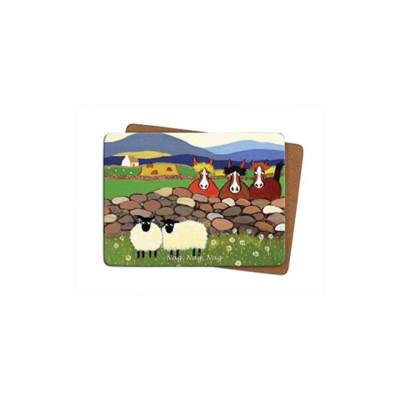 Irish Designed Placemat With Two Sheep And Three Horses With