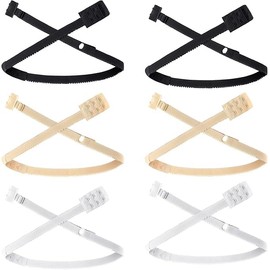 6 Pieces Women's Low Back Bra Converter 2 Hook Bra Strap Clips Elastic Non Slip Strap Holder Bra Strap Converter (Skin Tone, White，Black, One Size)