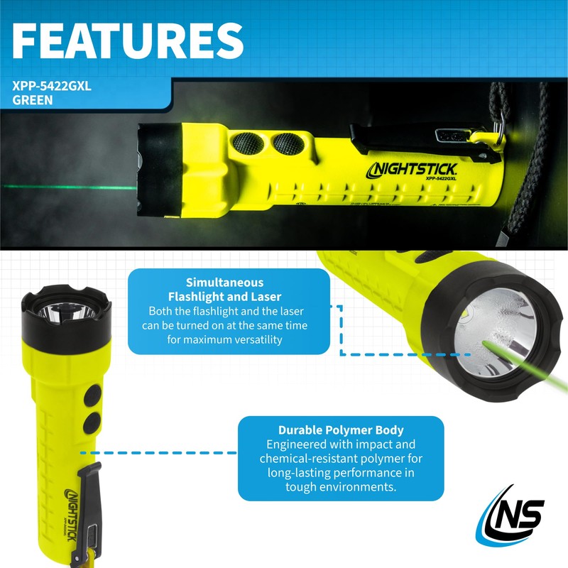 Nightstick XPP-5422GXL Intrinsically Safe Flashlight w/Green Laser - 3 AA