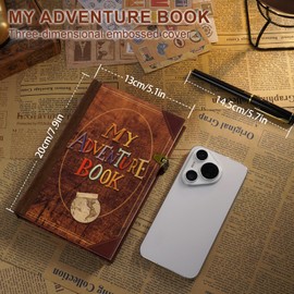 My Adventure Book Leather Scrapbook Photo Album - 164 Acid-Free Pages, Vintage Travel Journal for Anniversaries, Vacations & Date Nights, Pocket-Sized Memory Book, Gift for Couples, Him & Her