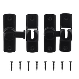 Tinoaly 2pcs 90/180 Degree Barn Door Lock Latch, Heavy-Duty Sliding Gate Lock Hardware for Bathrooms, Cabinets, Gardens, Garages, Garden Sheds and Windows Security (Black)