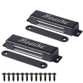 Mousike Magnetic Door Catch，70lb Stainless Steel Cabinet Door Magnets with Strong Magnetic for Kitchen Cupboard Wardrobe Closet Cabinet Door Drawer Latch (3.8"70 lbs) (70lb-2Pack, Black)