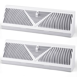 Yaocom 2 Pack Baseboard Register Vent 15 Inch Duct Opening Size Vent Covers for Home Floor Diffuser Wall Corner Baseboard Air Covers, Smooth Air Adjust Lever, Easy Install, White