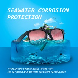 MAXJULI Polarized Sunglasses for Men and Women,UV400 Protection Rectangular Sun Glasses,Ideal for Driving Cycling and Running 8806（Matte Black Frame/Rose Pink Lens）