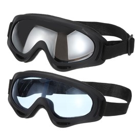 PATIKIL Dirt Bike Goggles, 2 Pcs Motorcycle Goggles ATV Goggles Ski Goggles Racing Helmet Goggles Windproof for Mountaineering Sky Diving Ski Riding, Black with Silver/Blue Lenses