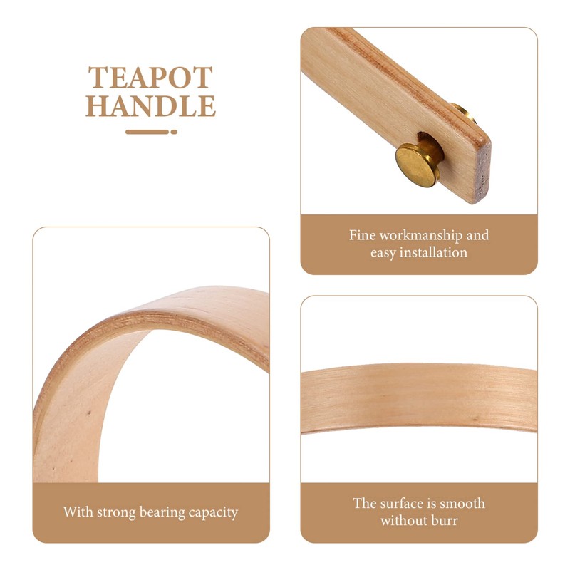 Kichvoe Wooden Teapot Handle Replacement Set 2 Pieces Heat-Resistant Beech