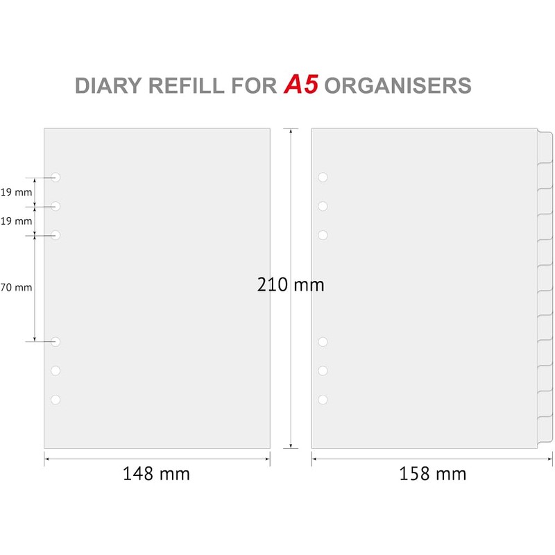 newestor 2026 Weekly Planner Insert A5, 1 Week on 2