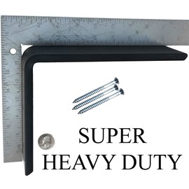 Dmax Heavy Duty L Brackets Black Steel 6" x 8" Hidden Countertop Support Brackets | 3/8" Thick, Holds 150 lbs | Floating Look for Granite, Quartz, Wood, Concrete - Black