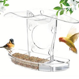 Window Bird Feeder,Clear Feeder,Outdoor Bird House,Wildbird Feed Tool,Acrylic Bird Cage,for Observation, Easy to Clean Outdoor Animal House for Wild Animal Watching,for Seniors, Bird Lovers