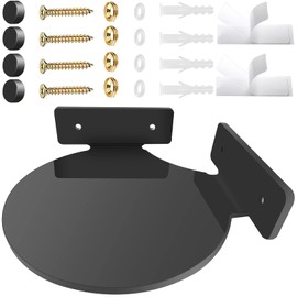 TRINENOX Acrylic Mini Circular Corner Shelf Mount for Security Cameras, Baby Monitors, Speakers, Plants & More, Universal Camera Holder, Screw or Self-Adhesive Mount - Black