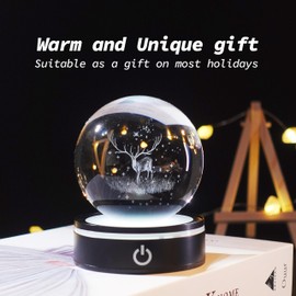 Night Light with Color-Changing Base - 3D Laser Carved Deer Lamp for Nature Decor, Unique Gifts for Women Men, Christmas Birthday Mothers Day Present for Deer Lovers (3.15 Inch)