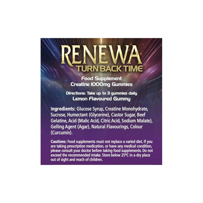 Renewa Creatine Gummies 1000mg Lemon Flavour Trial Pack 10