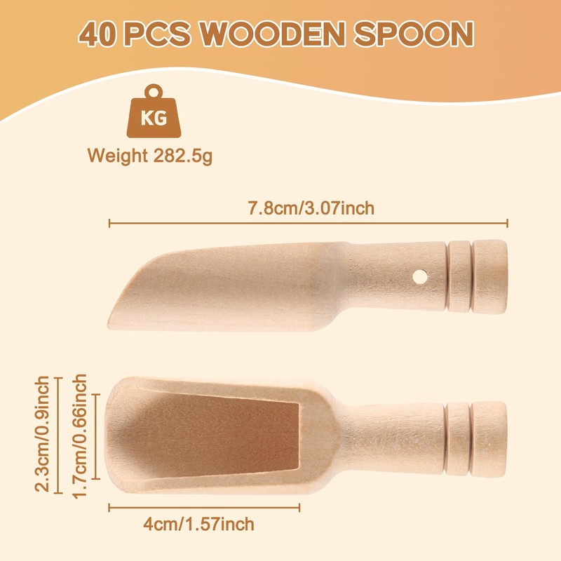 Nvanvmm 40 Pieces Mini Wooden Spoons,Wooden Spoon,Tea Spoon,7.5cm Small Wooden