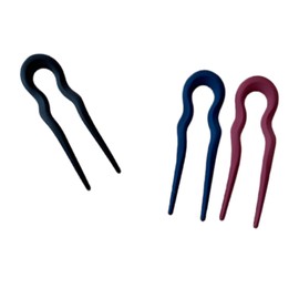 Haarnadeln, 3 Stück, französische Haarnadeln für Frauen und Mädchen, U-förmige Nadel für dickes und alle Haartypen, Sticks für Dutt, Twist (Schwarz & Blau & Lila)