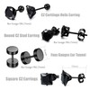 FIBO STEEL 20 Pairs Stainless Steel Black Stud Earrings for