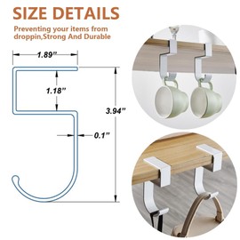 Wondora Pack of 4 Bag Holders for Table, Handbag Holder for Table, Table Hook for Bag, Hooks, Non-Slip Bag Hooks for Desks, Offices, Restaurants, Bars (White)