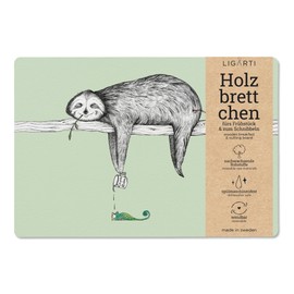 Ligarti® Breakfast Board (Wood) I Chopping Board in 22 x 15 cm Made in Sweden and Dishwasher Safe I Sustainable Breakfast Board, Wooden Board (Sloth)