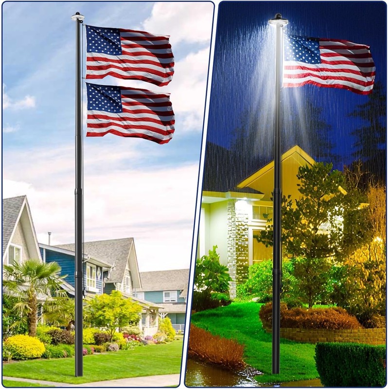 IIOPE Upgraded 8.5" Solar Flag Pole Light with 26 LEDs,