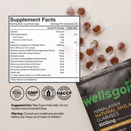 Shilajit Gummies for Men – 75% Fulvic Acid, Energy & Vitality Support with Ashwagandha – Daily Wellness Supplement – 60 Gummies