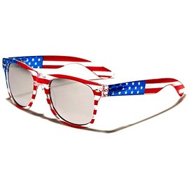 V.W.E. Classic American Patriot Flag Mirror Sunglasses USA - Transparent Frame (Silver Mirror)
