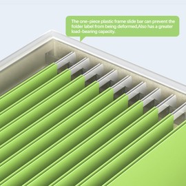 GRSQYS File Organizer Box - File Boxes for Hanging Files with Lid Set of 2 Decorative Hanging Folders Organizer with One-Piece Plastic Frame Slides (Grey, 13.2 * 10.1 * 10.1in(2Pack))