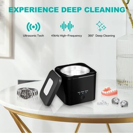 Soundwave technology Cleaner Retainer Cleaning Machine: Soundwave technology Teeth Cleaning Box for Braces Dentures - Professional Cleaning Braces Dentures Protective Black Dental Appliance Ultrasonic UV Oral Cleansing