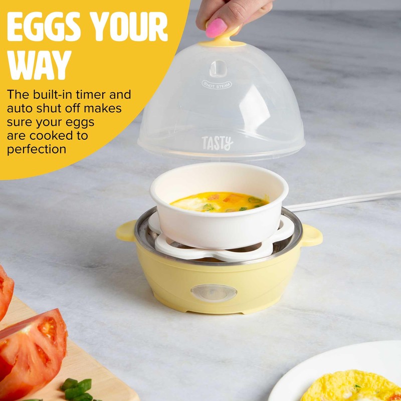 Tasty Mini Rapid Egg Cooker, 5-Egg Capacity for Perfect Hard