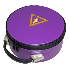 UK EMPIRE GROUP Cryptic Masonic Royal and Select Master Crown Cap Case Purple, Embroidered R&S Emblem | Freemason Hat Carrying Box