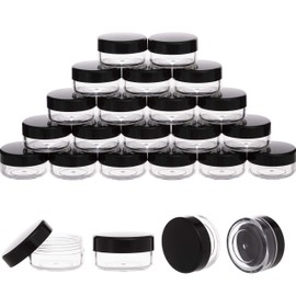 10 Gram Sample Containers with Lids,40 Pieces BPA Free Sample Jars, Black Round Plastic Cosmetic Containers for Makeup, Lotion, Eye Shadow, Powder, and Lip Balms