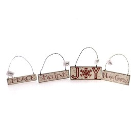 Primitives by Kathy Paper Wire Wood Set - Christmas Words Decorative Hanging Ornaments