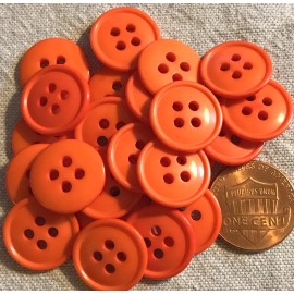Unbranded 24 Tangerine Orange 4-Hole Sew-Through Plastic Buttons Almost 5/8" 15mm # 130
