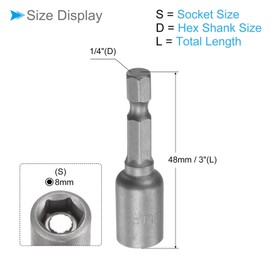 CoCud Quick-Change Nut Setter Driver Bit, 8mm Metric 48mm Length 1/4" Shank, CR-V Magnetic Straight Shank Setter Drill Bits - (Applications: for Auto Repair)