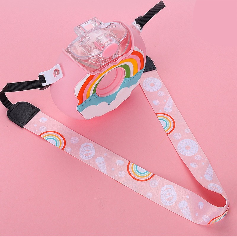 Doughnut Bottle 380ML Cute Leakage Proof Portable BPA Free Silicone