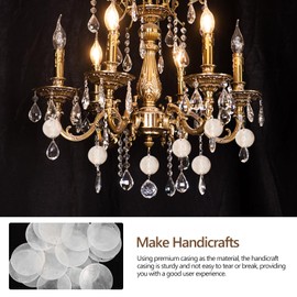 50 Pieces Shell Mother of Pearl Discs with Hole for Crafts Shell Discs Mother of Pearl Garland Shell Curtain Window Wind Chime Door Curtain Shell Plates Mediterranean Decoration