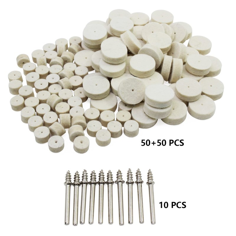 100 Pcs Wool Felt Polishing Wheel Wool Felt Polishing Buffing