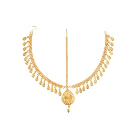 Efulgenz Gold Tone Indian Jewelry for Women Dubai Style Matha Patti Indian Gold Tone Floral Maang Tikka Indian Bridal Jewelry for Wedding Fashion Jewelry