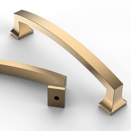 Asidrama 6 Pack 5 Inch(128mm) Hole Centers Champagne Bronze Kitchen Cabinet Handles,Brushed Brass Cabinet Pulls Gold Kitchen Cabinet Hardware for Cupboard Drawer Pulls Dresser Handles