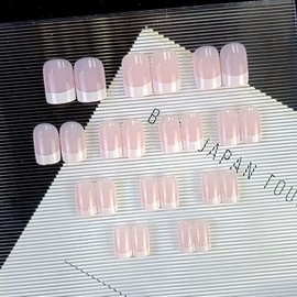 Resweky Kurze Quadrat Gefälschte Nägel Französisch Presse auf Glänzende Nägel Rosa Nude Falsche Nägel Volle Abdeckung Acryl Nägel für Frauen…