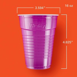 Hefty Party On 16oz Disposable Plastic Cups Assorted Colors 100 Pack