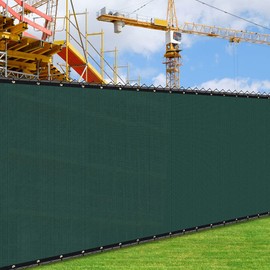 iCover 5x50ft Privacy Screen Fence, Outdoor Fencing Panels, Garden Windscreen Mesh Shade Sail Net Barrier, Include Reinforced Bindings and Brass Grommets Cable Zip Ties, Green