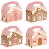 24Pcs Pink Christmas Paper Gift Boxes Gingerbread House Candy Boxes