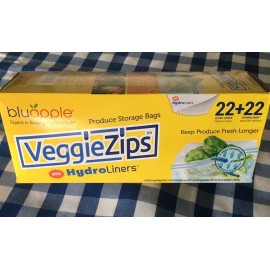 Bluapple VeggieZips 22 Produce Bags + Hydro Liners Keep Veggies Fresh Reusable
