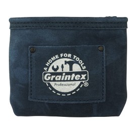 Graintex Nail/Screw Pouch with Clip Suede Leather, Universal Steel Clip for Belt, Riveted for Durability, for Constructors, Electricians, Plumbers, Handyman (Navy Blue)