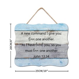 BRUYU5SE A New Command I Give You Love One Another As I Have Loved You So You Must Love One Another Wood Sign Wood Hanging Plaque Family Prayer Woodshop Garage Wall Decor For Bedroom 8x10in